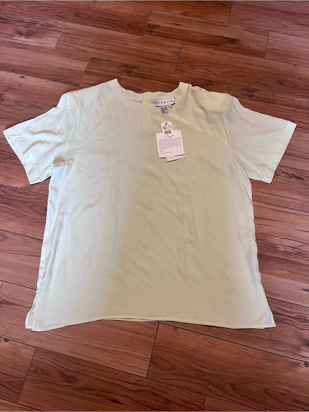Silkwear Light Mint Short Sleeve Crew Tee 100% silk